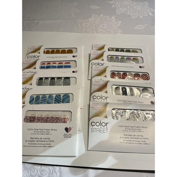 NEW - Lot of 10 Color Street Nail Real Nail Polish Strips